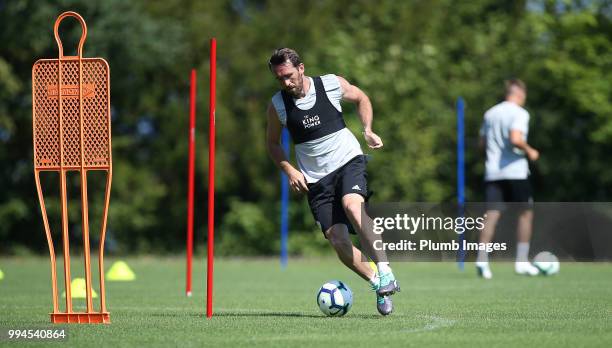 Christian Fuchs during the Leicester City pre-season training camp on July 09, 2018 in Evian, France.