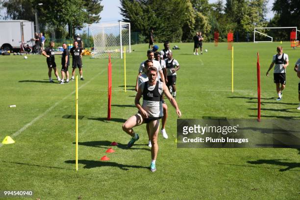 Christian Fuchs during the Leicester City pre-season training camp on July 09, 2018 in Evian, France.