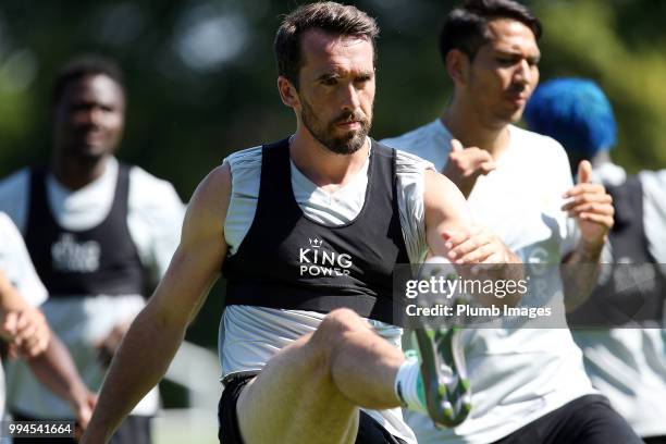 Christian Fuchs during the Leicester City pre-season training camp on July 09, 2018 in Evian, France.