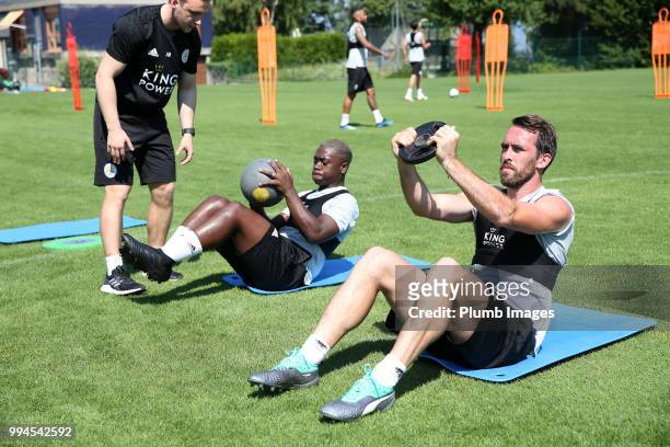 Christian Fuchs during the Leicester City pre-season training camp on July 09, 2018 in Evian, France.