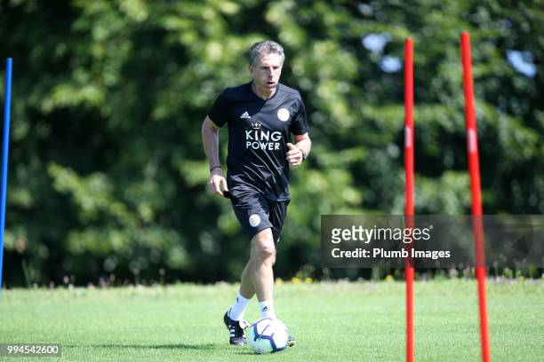 Manager Claude Puel during the Leicester City pre-season training camp on July 09, 2018 in Evian, France.