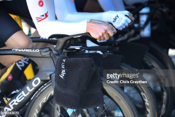 Start / Geraint Thomas of Great Britain and Team Sky / Detail View / Pinarello Bike / during the 105th Tour de France 2018, Stage 3 a 35,5km Team...