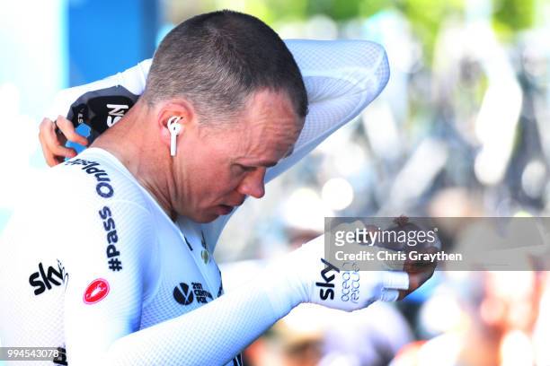 Start / Christopher Froome of Great Britain and Team Sky / during the 105th Tour de France 2018, Stage 3 a 35,5km Team time trial stage / Warm Up /...
