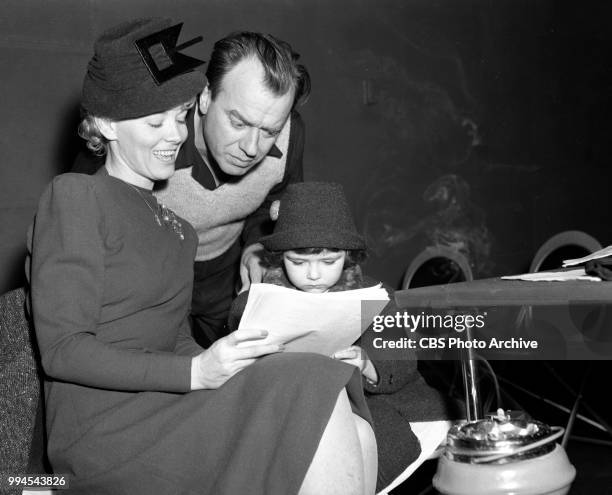 Radio comedy program, Blondie. Hollywood, California. Pictured Penny Singleton and husband, writer producer Ashmead Scott and their daughter,...