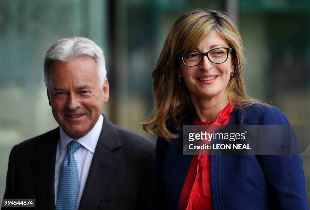 British Minister of State for Europe and the Americas, Alan Duncan greets Bulgarian Foreign Minister Ekaterina Zakharieva on arrival for the Western...