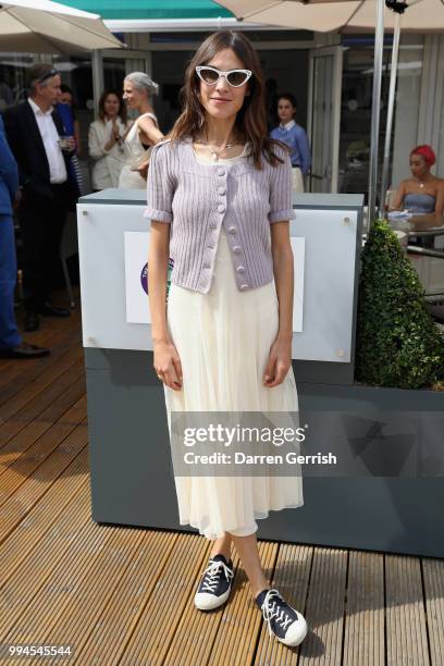 Alexa Chung attends the Polo Ralph Lauren and British Vogue Wimbledon day on July 9, 2018 in London, England.