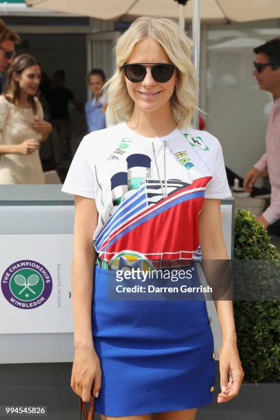 Poppy Delevingne attends the Polo Ralph Lauren and British Vogue Wimbledon day on July 9, 2018 in London, England.
