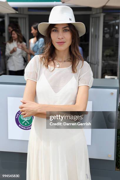 Alexa Chung attends the Polo Ralph Lauren and British Vogue Wimbledon day on July 9, 2018 in London, England.