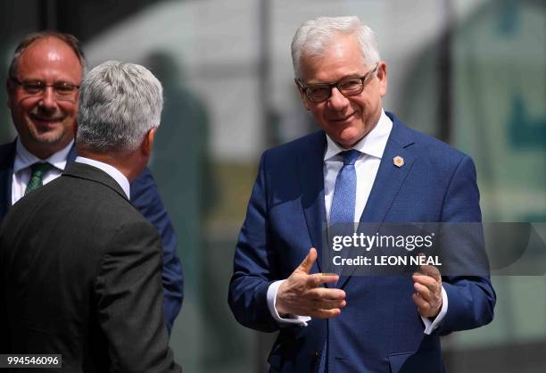 British Minister of State for Europe and the Americas, Alan Duncan greets Polish Minister of Foreign Affairs Jacek Czaputowicz on arrival for the...
