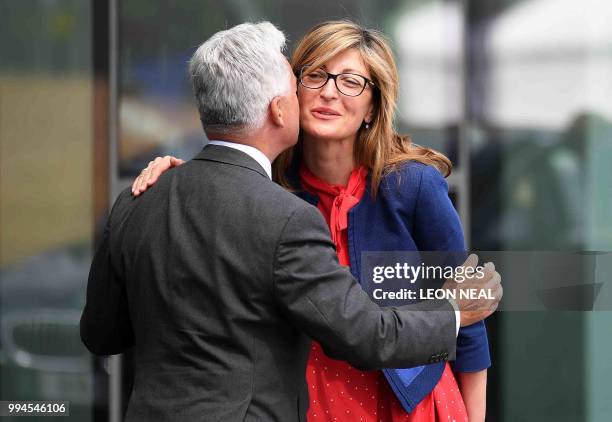 British Minister of State for Europe and the Americas, Alan Duncan greets Bulgarian Foreign Minister Ekaterina Zakharieva on arrival for the Western...