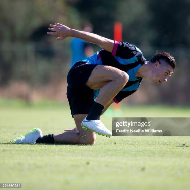 Jack Grealish of Aston Villa in action during an Aston Villa training session at the club's training camp on July 09, 2018 in Faro, Portugal.