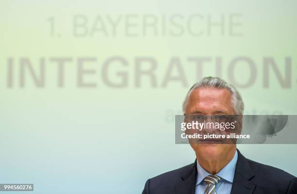 July 2018, Germany, Munich: Joachim Herrmann, Interior Minister of Bavaria, taking part in the integration conference of the Bavarian state...