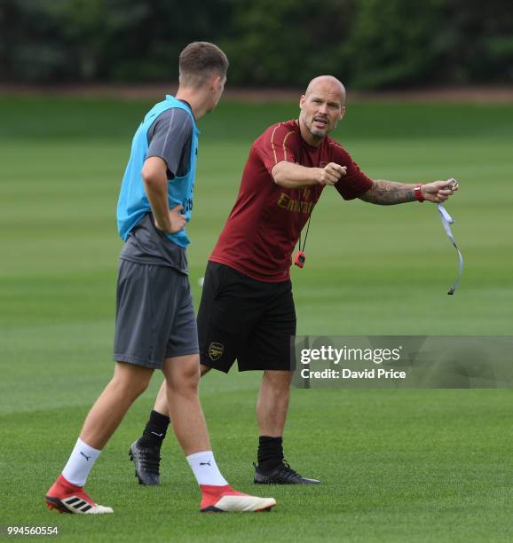 Freddie Ljungberg the Arsenal U23 Head Coach at London Colney on July 9, 2018 in St Albans, England.