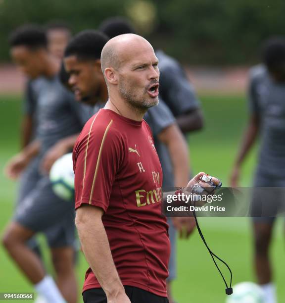 Freddie Ljungberg the Arsenal U23 Head Coach at London Colney on July 9, 2018 in St Albans, England.