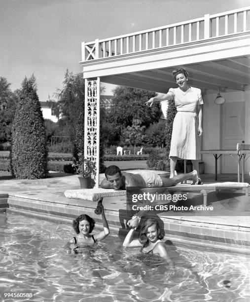 Radio talent and comedienne Fanny Brice , at home. With daughter Frances Brice , William Brice , Shirley Brice . August 15, 1944. Address: 312 North...