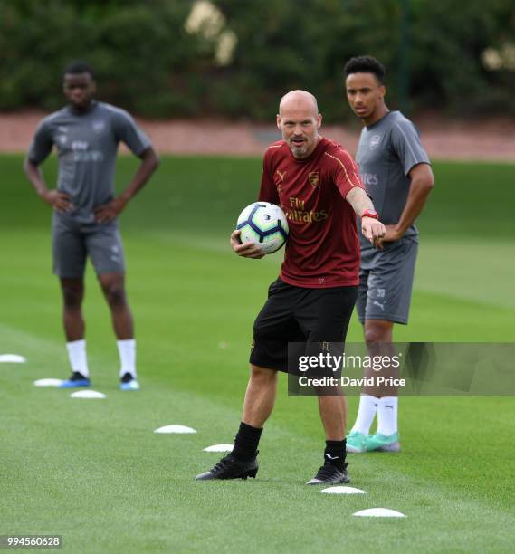 Freddie Ljungberg the Arsenal U23 Head Coach at London Colney on July 9, 2018 in St Albans, England.