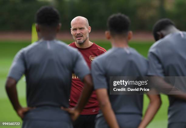 Freddie Ljungberg the Arsenal U23 Head Coach at London Colney on July 9, 2018 in St Albans, England.