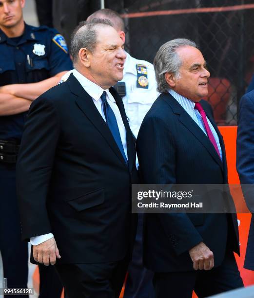 Harvey Weinstein and Benjamin Brafman leave court on July 9, 2018 in New York City.