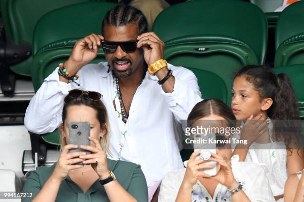 David Haye attends day seven of the Wimbledon Tennis Championships at the All England Lawn Tennis and Croquet Club on July 9, 2018 in London, England.