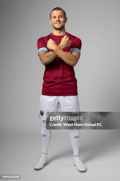 West Ham United new signing Jack Wilshere poses on July 9, 2018 in London, United Kingdom.