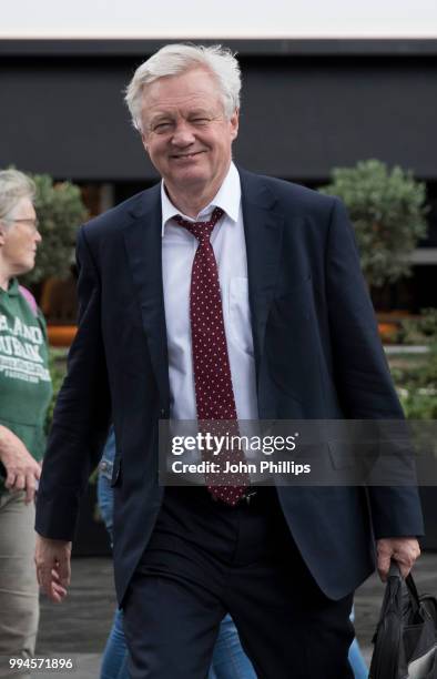 David Davis leaves LBC studios on July 9, 2018 in London, England. Brexit Secretary David Davis resigned today while Dominic Raab replaced his...