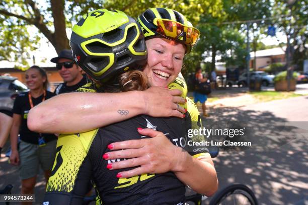 Arrival / Jolien DHoore of Belgium and Team Mitchelton-Scott / Annemiek van Vleuten of The Netherlands and Team Mitchelton-Scott / Celebration /...