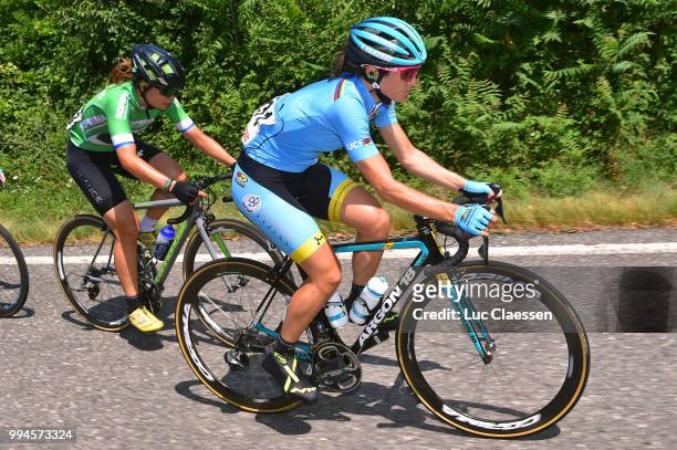 Sofia Bertizzolo of Italy and Astana Women Team / Sheyla Gutierrez of Spain and Team Cylance Pro Cycling Green Mountain Jersey / during the 29th Tour...