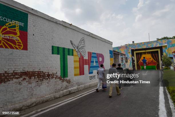 View of Jail Number 2 in Tihar Jail on June 21, 2018 in New Delhi, India. The thousands of inmates at Tihar jail work in its various units, making a...