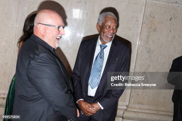 Co-chair Sean Kelly and Morgan Freeman attend the PEN Literary Gala at the American Museum of Natural History on May 22, 2018 in New York, New York.