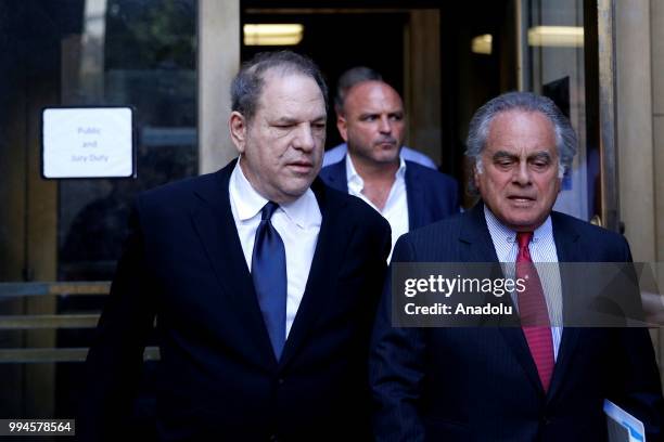 Harvey Weinstein and his attorney Benjamin Brafman, leave New York Supreme Court in New York, United States on July 09, 2018.