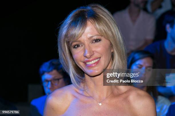 Susana Griso attends the Roberto Torretta fashion show at Mercedes Benz Fashion Week Madrid Spring/ Summer 2019 on July 9, 2018 in Madrid, Spain.