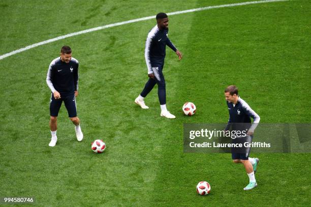 Antoine Griezmann of France takes part during a France Training Session at Saint Petersburg Stadium on July 9, 2018 in Saint Petersburg, Russia.