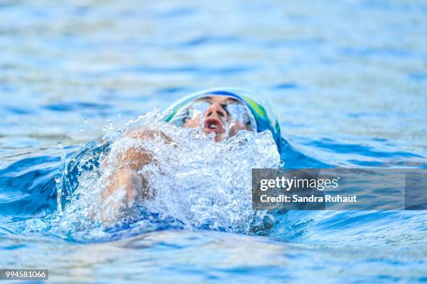 Leonardo De Deus of Brazil, 200m backstroke final A, competes during the Open of France at l'Odyssee on July 8, 2018 in Chartres, France.