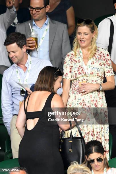 Declan Donnelly and Ali Astall attend day seven of the Wimbledon Tennis Championships at the All England Lawn Tennis and Croquet Club on July 9, 2018...