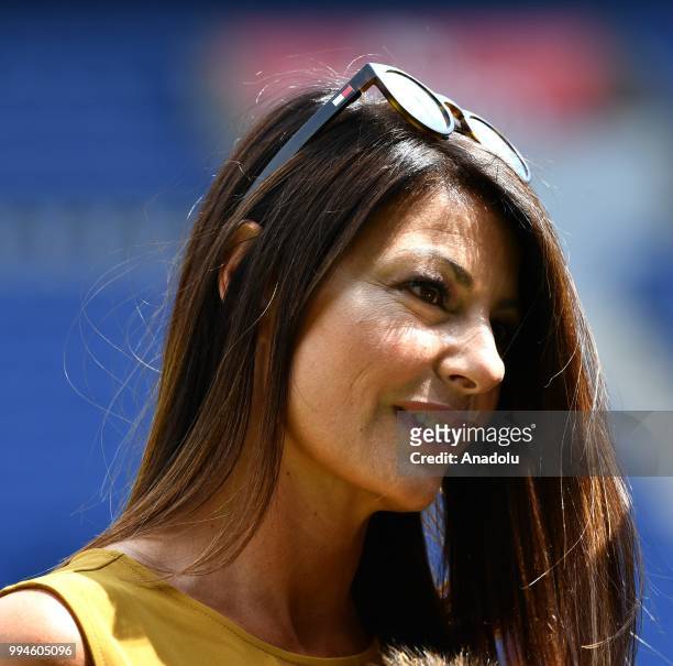 Czech-Italian model Alena Seredova, wife of PSG's goalkeeper Gianluigi Buffon poses after her husband's official presentation press conference at...