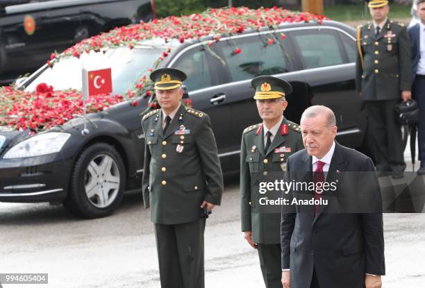 Turkish President Recep Tayyip Erdogan arrives at Anitkabir, mausoleum of Mustafa Kemal Ataturk, who is founder of the Republic of Turkey, after...