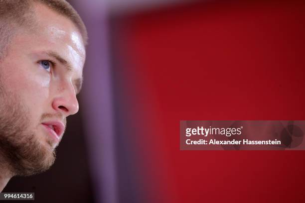 Eric Dier of Englans speaks to the media during an England press conference at Repino Cronwell Park Hotel on July 9, 2018 in Saint Petersburg, Russia.