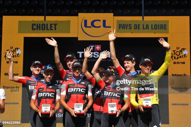 Podium / Richie Porte of Australia / Patrick Bevin of New Zealand / Damiano Caruso of Italy / Simon Gerrans of Australia / Stefan Kung of Switzerland...