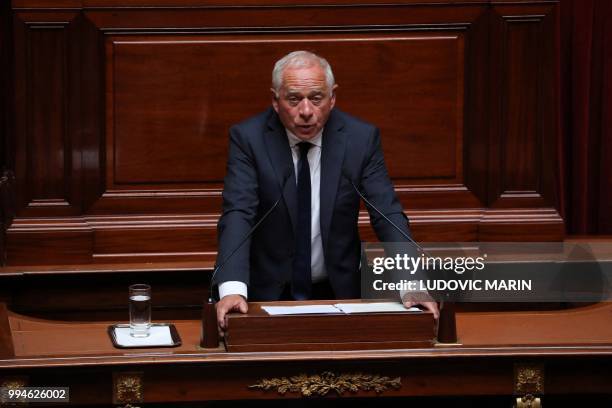 La Republique en Marche party's group president at the French Senate Francois Patriat delivers a speech at a special congress gathering both houses...