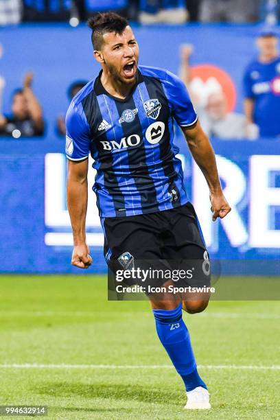 Montreal Impact midfielder Saphir Taider celebrates his goal, making the score 2-0 Impact, during the Colorado Rapids versus the Montreal Impact game...