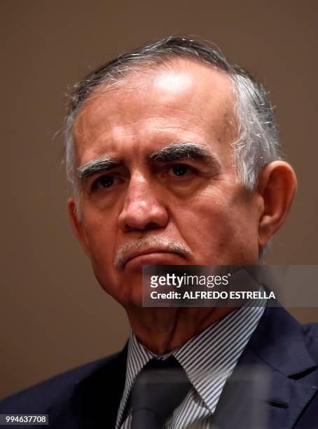 Mexico's President-elect Andres Manuel Lopez Obrador Presidency's coordinator, Alfonso Romo, attends a press conference after a private meeting with...