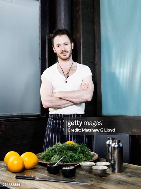 Chef Ollie Dabbous is photographed for the Times on August 12, 2014 in London, England.