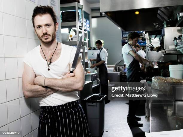 Chef Ollie Dabbous is photographed for the Times on August 12, 2014 in London, England.