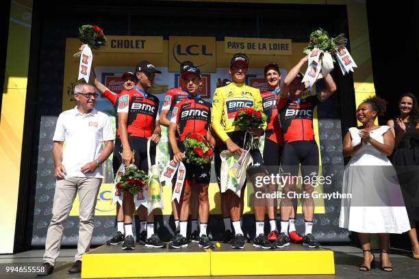 Podium / Richie Porte of Australia / Patrick Bevin of New Zealand / Damiano Caruso of Italy / Simon Gerrans of Australia / Stefan Kung of Switzerland...