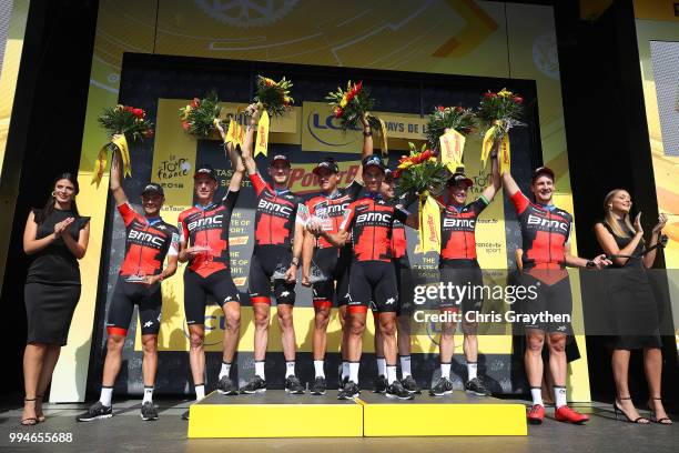 Podium / Richie Porte of Australia / Patrick Bevin of New Zealand / Damiano Caruso of Italy / Simon Gerrans of Australia / Stefan Kung of Switzerland...