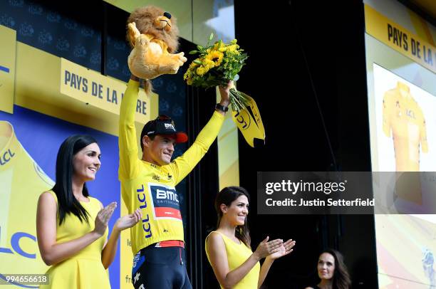 Podium / Greg Van Avermaet of Belgium and BMC Racing Team Yellow Leader Jersey / Celebration / during the 105th Tour de France 2018, Stage 3 a 35,5km...