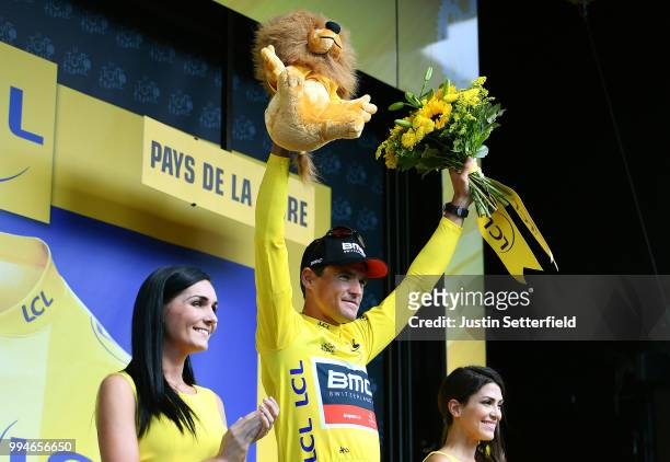 Podium / Greg Van Avermaet of Belgium and BMC Racing Team Yellow Leader Jersey / Celebration / during the 105th Tour de France 2018, Stage 3 a 35,5km...