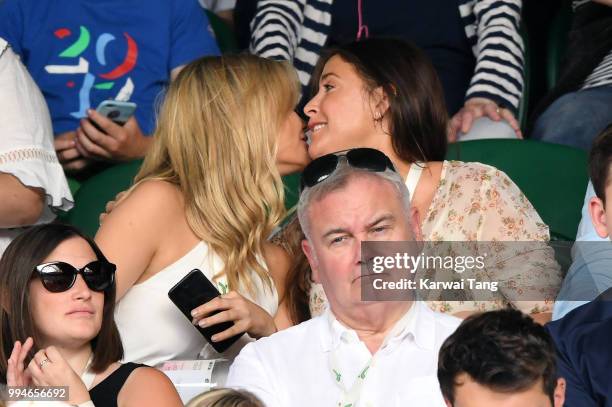 Laura Whitmore and Lisa Snowdon attend day seven of the Wimbledon Tennis Championships at the All England Lawn Tennis and Croquet Club on July 9,...