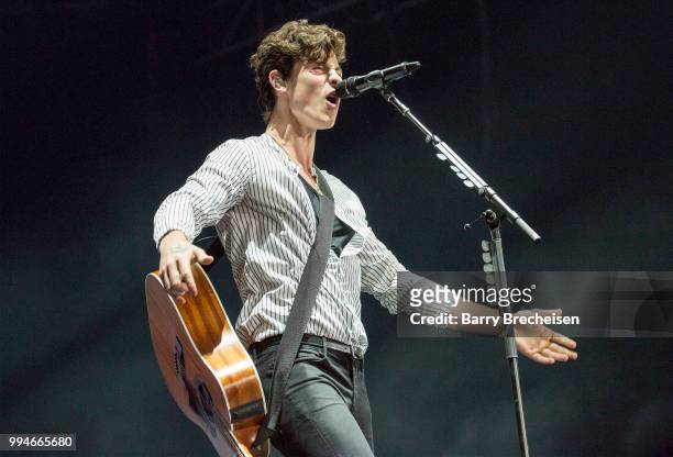 Shawn Mendes performs at the Festival dété de Québec on July 8, 2018 in Quebec City, Canada.