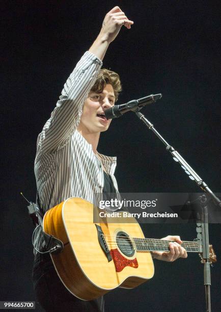 Shawn Mendes performs at the Festival dété de Québec on July 8, 2018 in Quebec City, Canada.